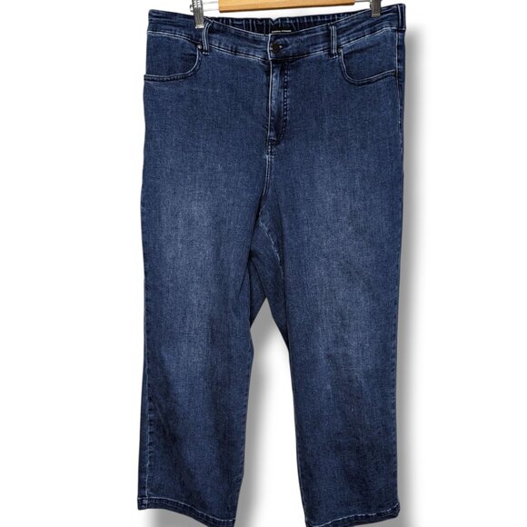 Universal Standard Elastic Waist Weekend Jeans Women 14 Washed Indigo Wide Leg - Picture 1 of 4